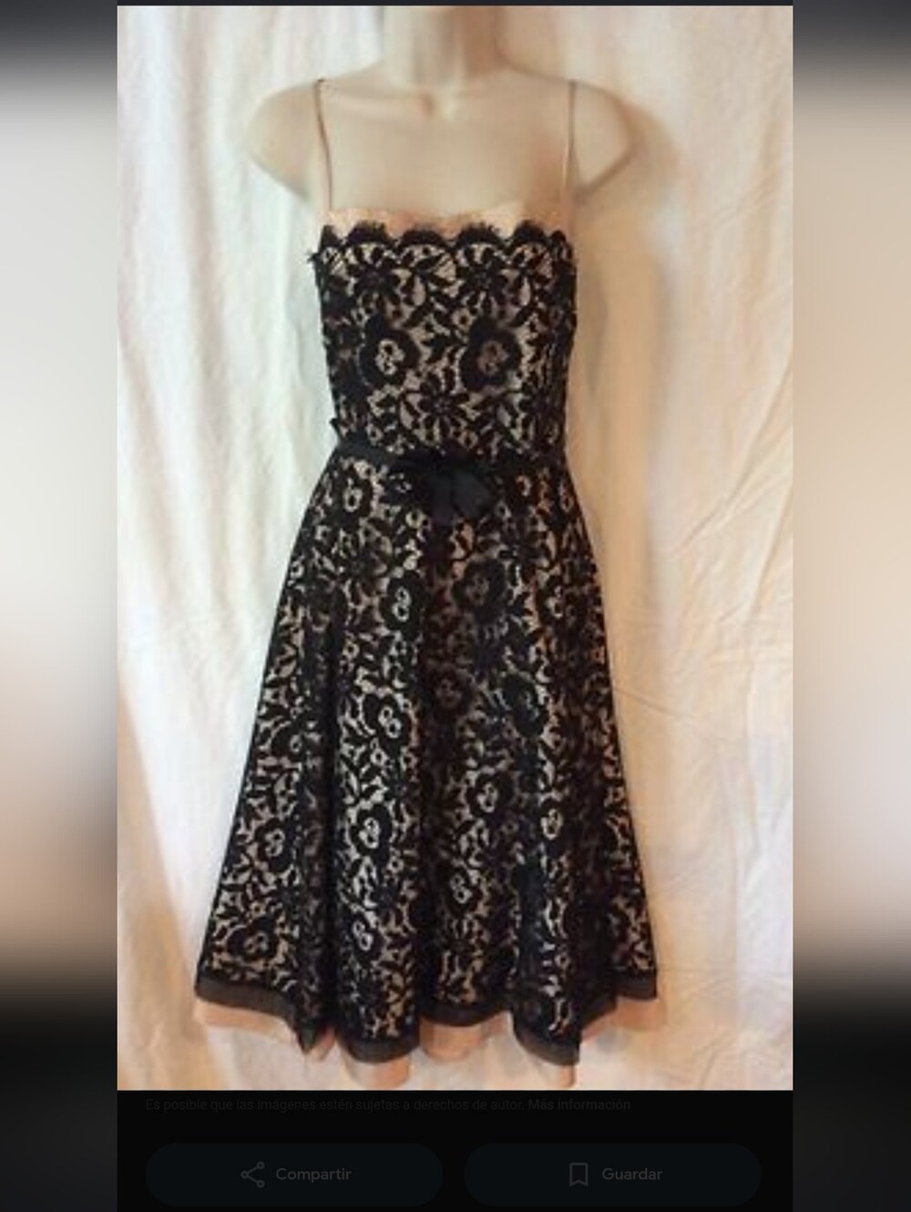 Elegant Black Lace Strapless Dress with Nude Lining - Picture 6 of 6